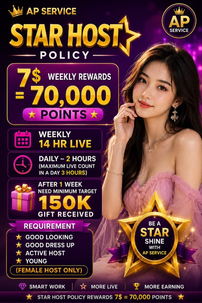 Star Host Policy — weekly $7 rewards for 14 hours live